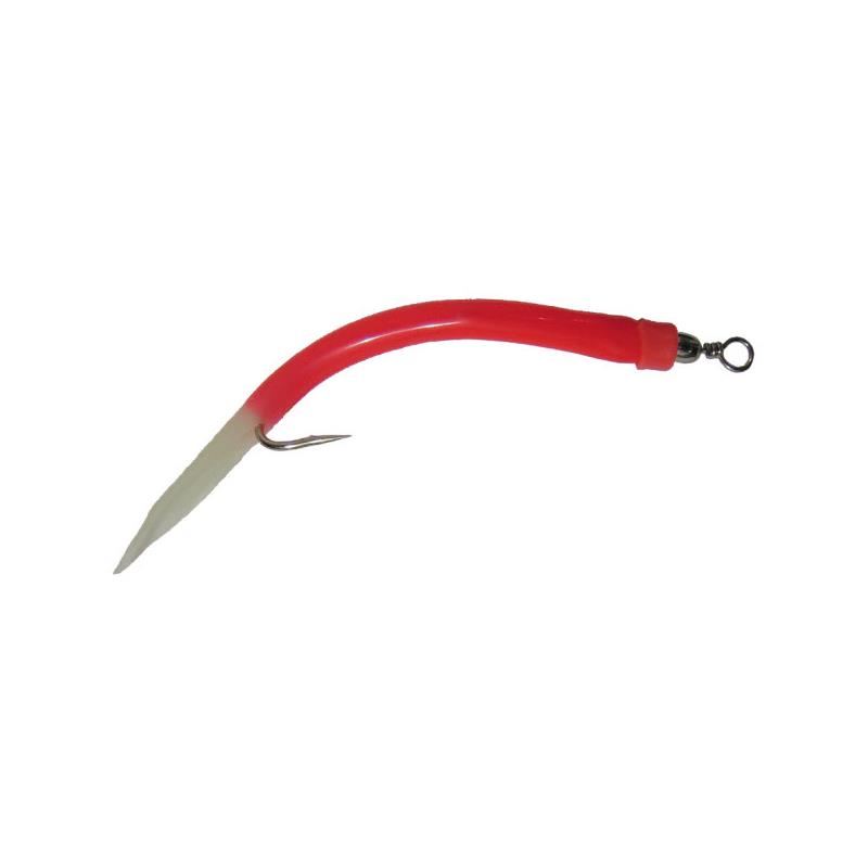 Wiggler kroksett str. 10/0 Rød/Lys Gummi mark, 3pk