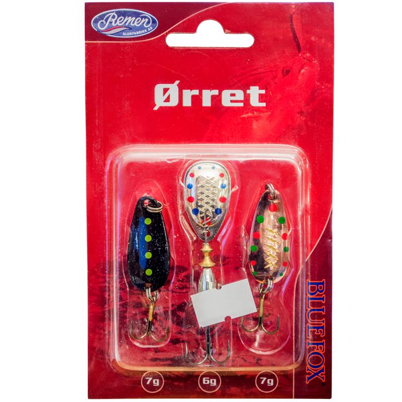 Remen Sluksett Blue Fox Ørret 3-pack