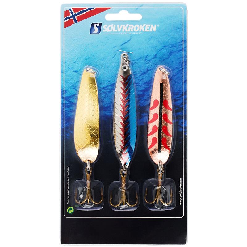 Sølvkroken sluksett Laks "stor" 3 pk