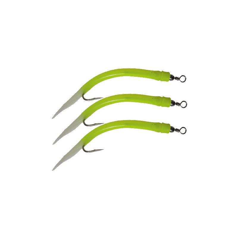 Wiggler kroksett str. 12/0 Gul/Lys Gummi mark, 3pk